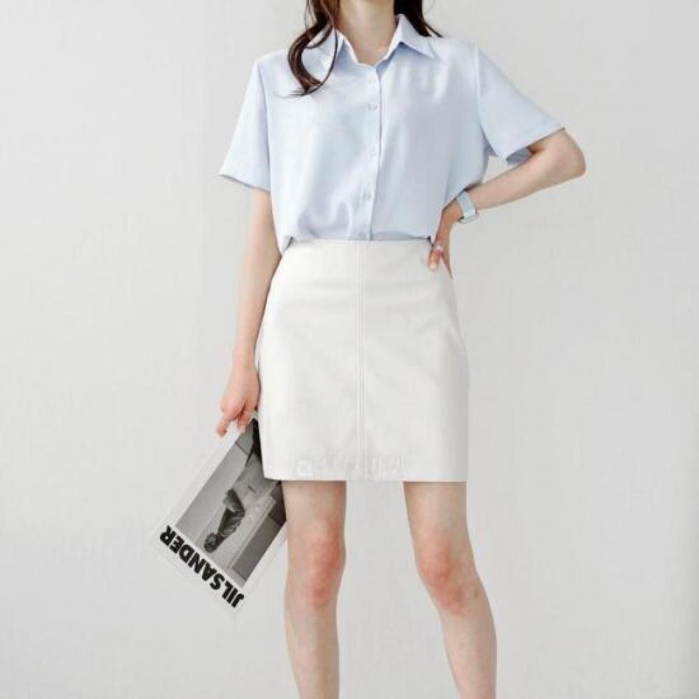 New Arrivals Open Run Women Wrinkle Free Shirt Plain Short Sleeve Office Wear
