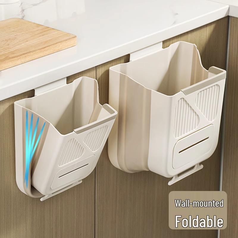 Foldable Wall-Mounted Trash Can for Kitchen & Bathroom