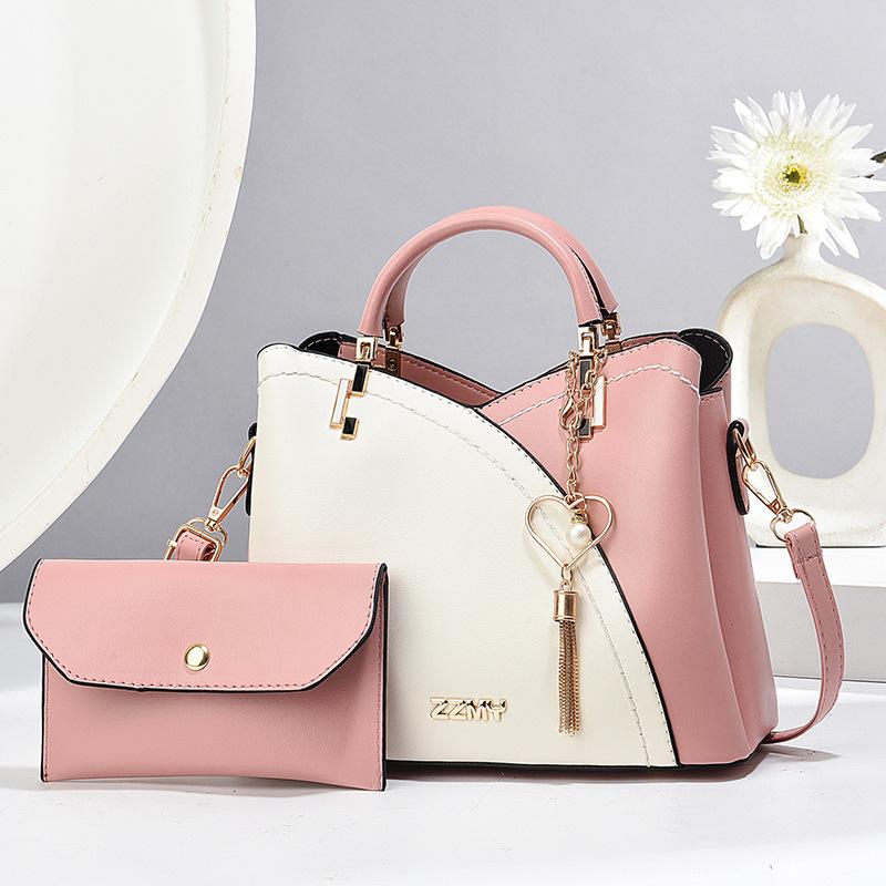 Women's Bag New Contrasting Color Child and Mother Bag Large Capacity Handbag Fashionable Shoulder Bag