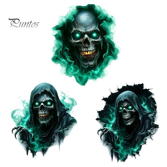 Spooky Wall Stickers Halloween Theme Sticker, Horror Skull Decal, Waterproof Self-adhesive Decor Art, for Home Living Room Bedroom And Party Ornaments