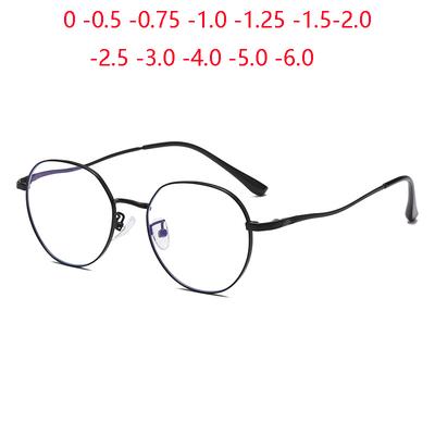 Diopter 0 -0.5 -0.75 To -6.0 Metal Women Men Blue Light Blocking Polygon Prescription Spectacles Myopia Photochromic Eyeglasses