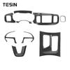 Car Carbon Fiber Grain Central Control Steering Wheel Gear Shift Decoration Cover for Dodge Charger 2015 Up Interior Accessories