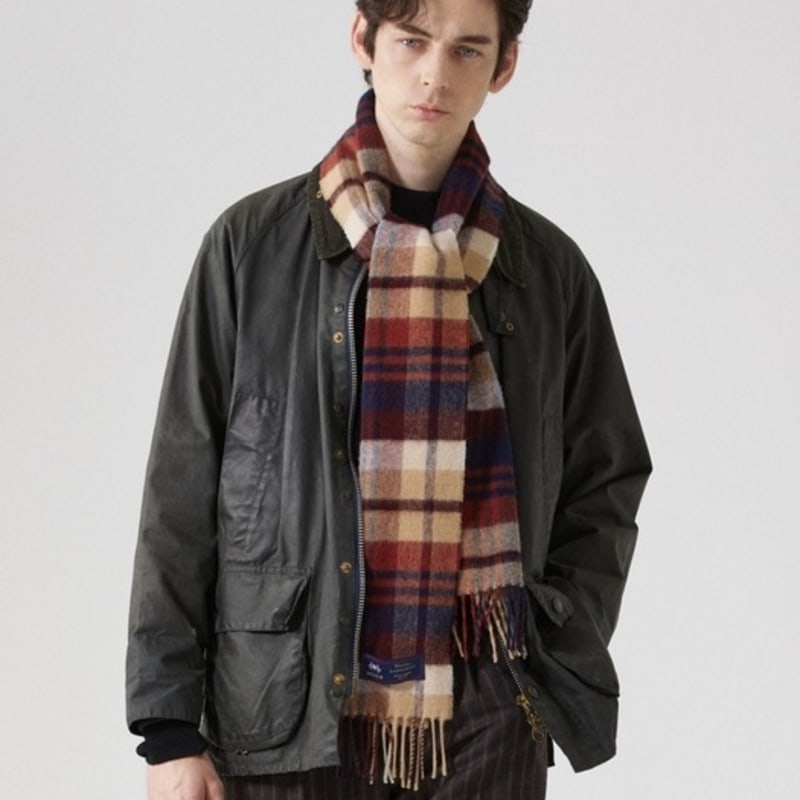 ABRAHAM MOON Merino Wool Muffler 25cm - Eldwick Navy Rust