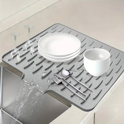 Placemats for Table Non Slip Silicone Drying Mat Drainage Heat Resistant Easy Clean for Kitchen Countertop Sink Coasters