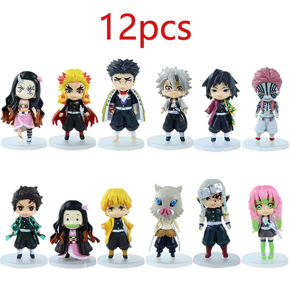 6pcs Anime Demon Slayer Figure Nezuko Tanjirou Zenitsu Inosuke Kyoujurou Giyuu Kawaii Qposket Figural PVC Model Toy Collect