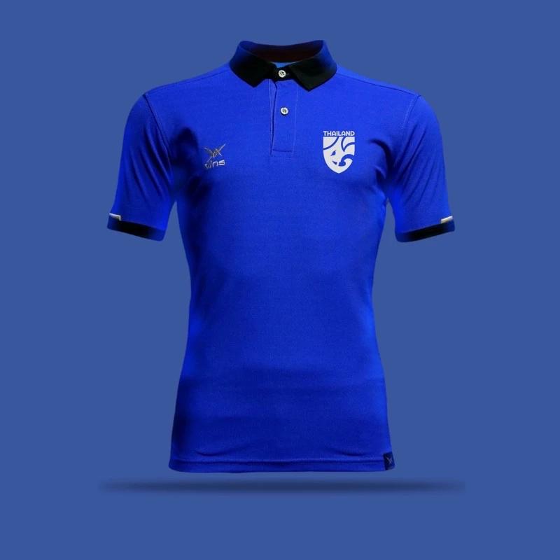 THAILAND National Football Soccer JERSEY CHEER Fan Vintage Version Quick Dry Shirt Polo Polyester Short Sleeve Uniform Elephant Logo Sport Outdoor