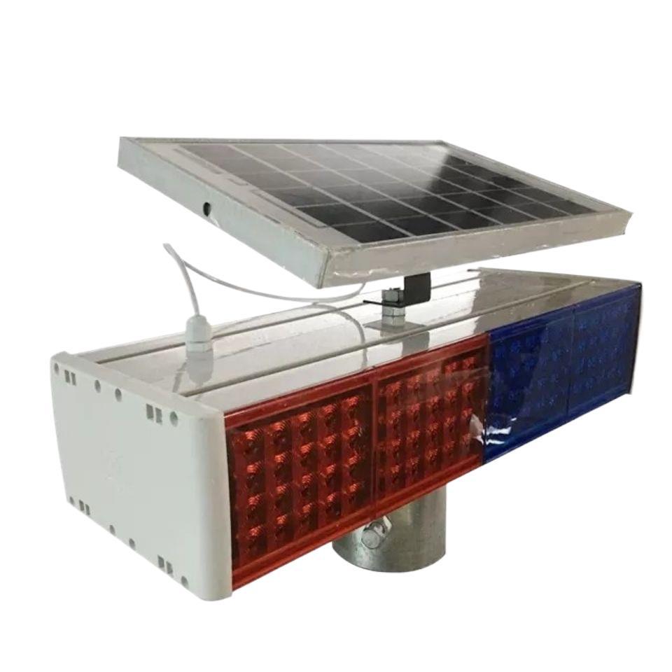 Red Blue LED Solar Strobe Construction Warning Light - Free Shipping