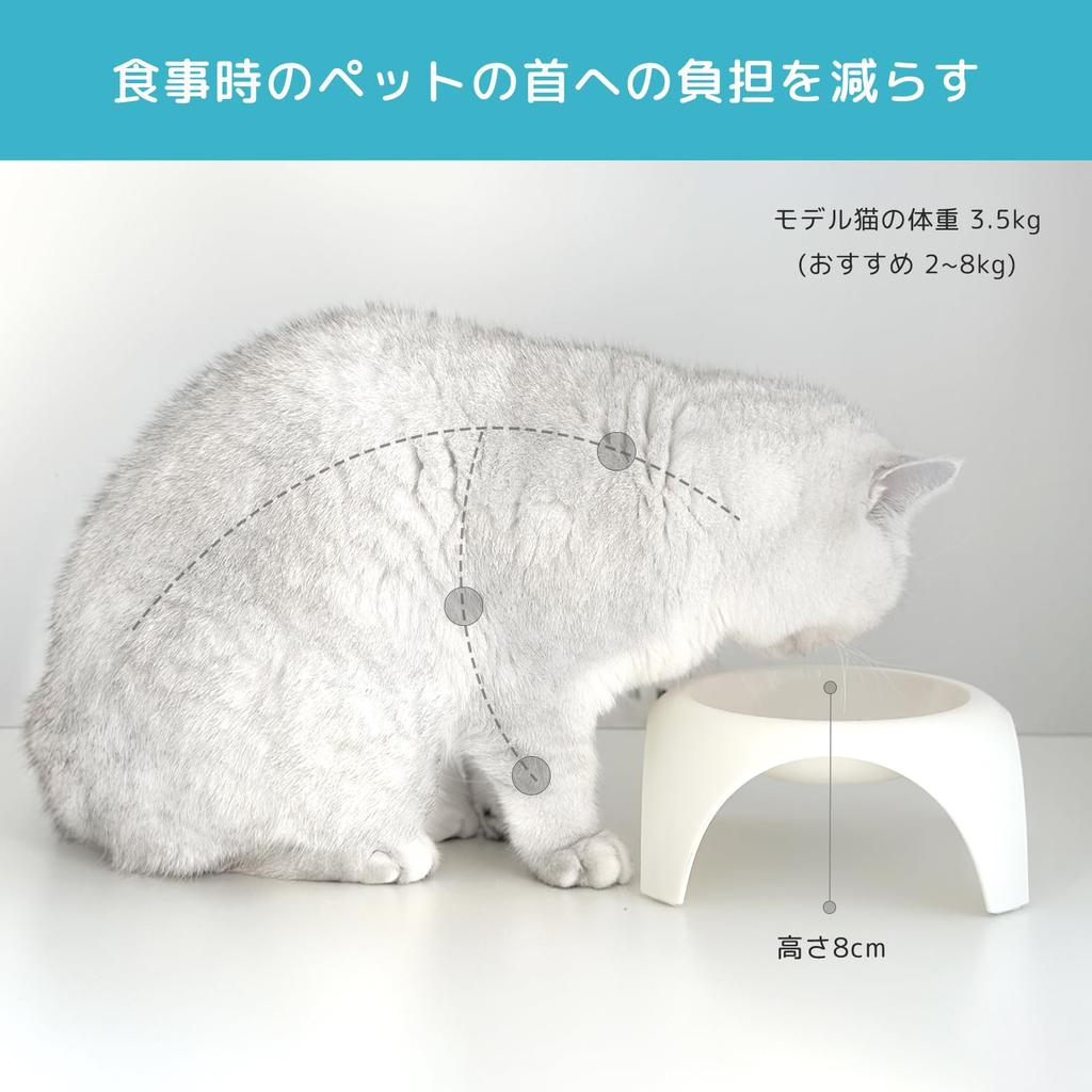 Cat bowl, 8cm high, shallow design, gentle on whiskers, easy to eat from, food-grade, shatter-resistant, non-slip, lightweight, suitable for dogs,