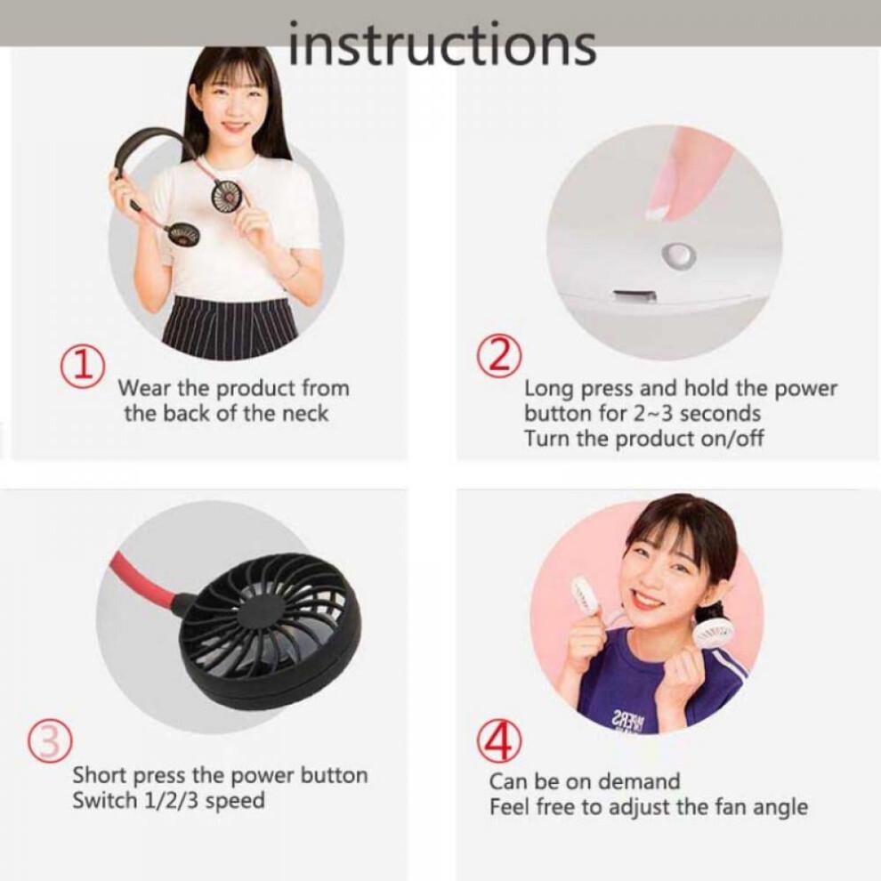 Feiona Hands-free Neck Fan, Hands-free Personal Fan, Earphone Design Wearable Portable USB Rechargeable Neck Fan