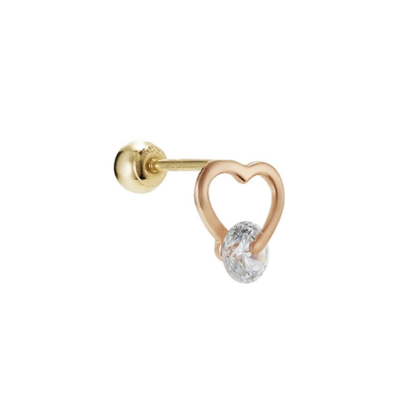 

Tirr Lirr 14K Pink Gold White Point Heart Piercing TEPK4P00284M(PC)-3 single type