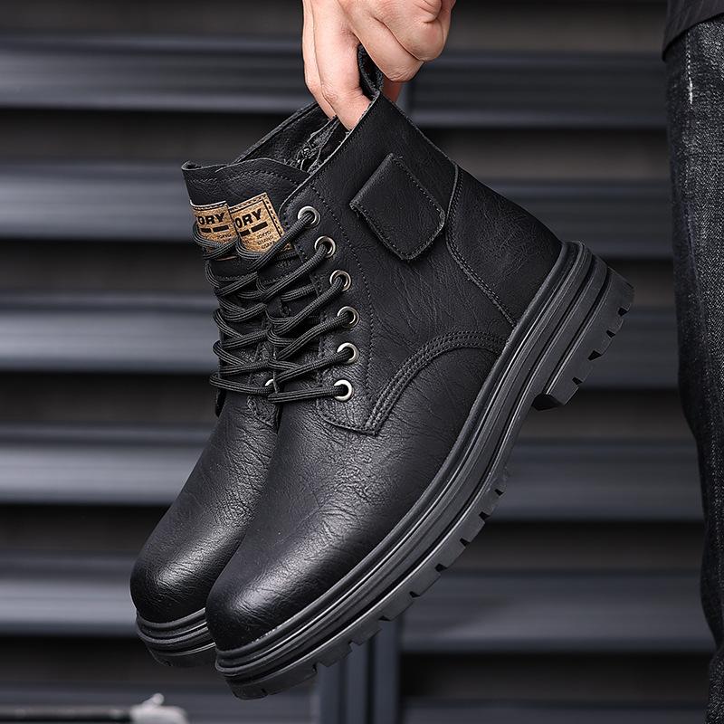 Winter cotton boots Martin boots men's retro style high-top cotton shoes men's velvet warm snow boots