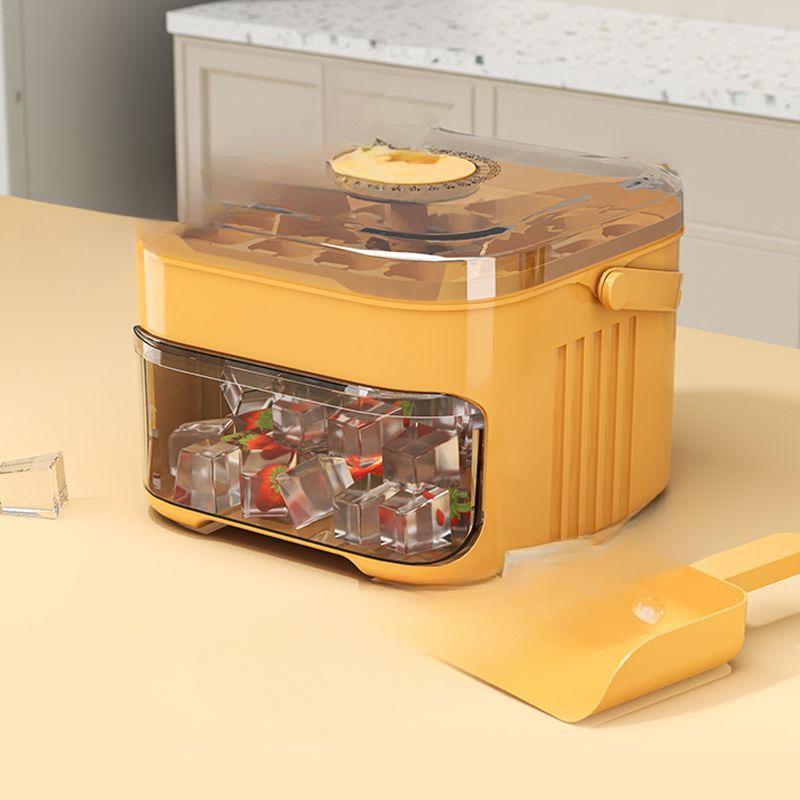 

Льодогенератор на 50 кубиків з кришкою Easy Press з кришкою Easy-press Великої місткості Машина для льоду Багаторазова Форма для льоду харчового класу жовтий