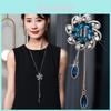Elegant Floral Design Adjustable Long Necklace With Crystal Embellishments For Fashionable Women And Men Perfect For Autumn And Winter Seasons
