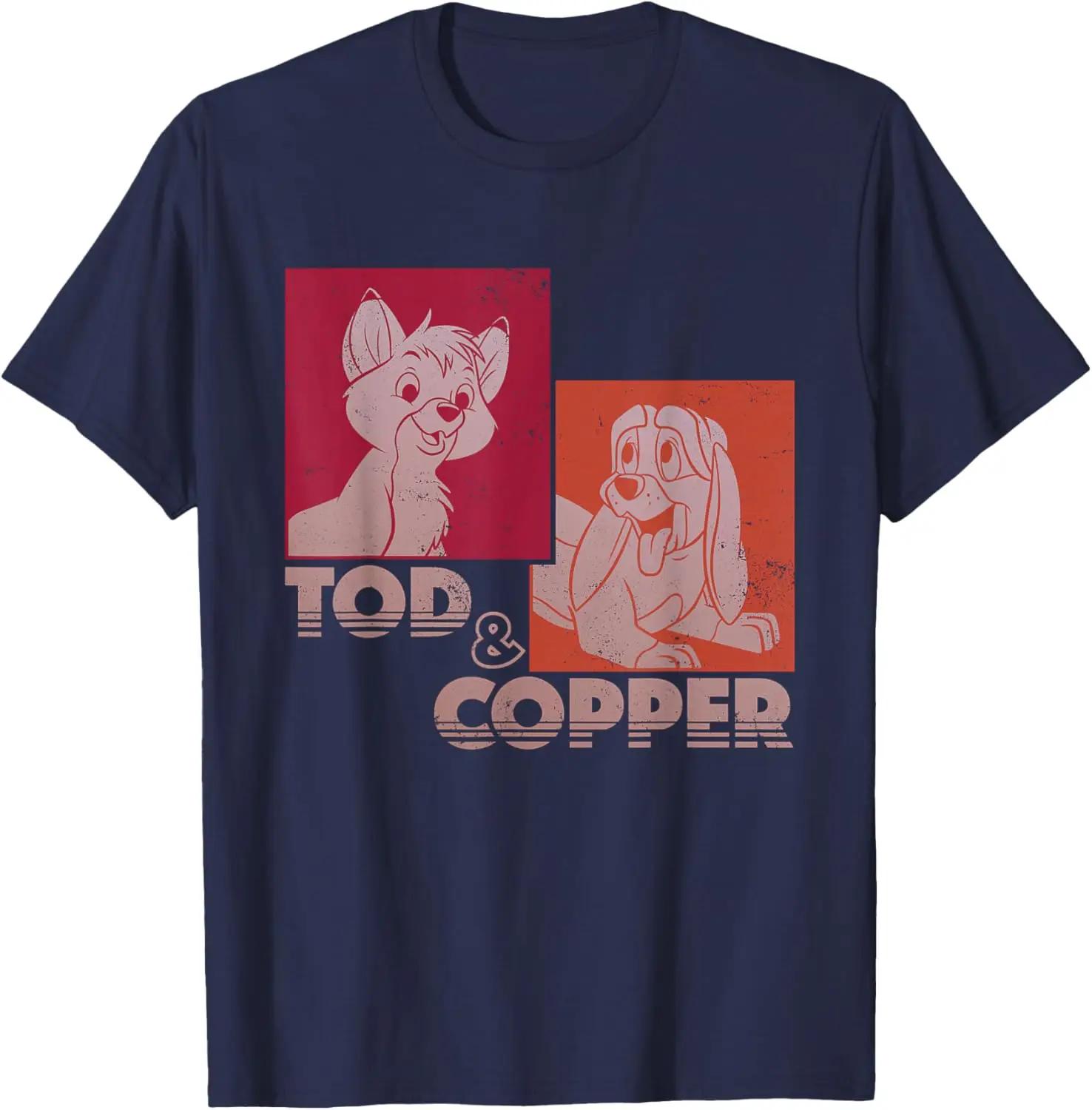 Hitte Mode Disney De Vos en de Hond Tod & Koper Retro T-shirt S-4XL Vier Seizoenen M marineblauwe kleur