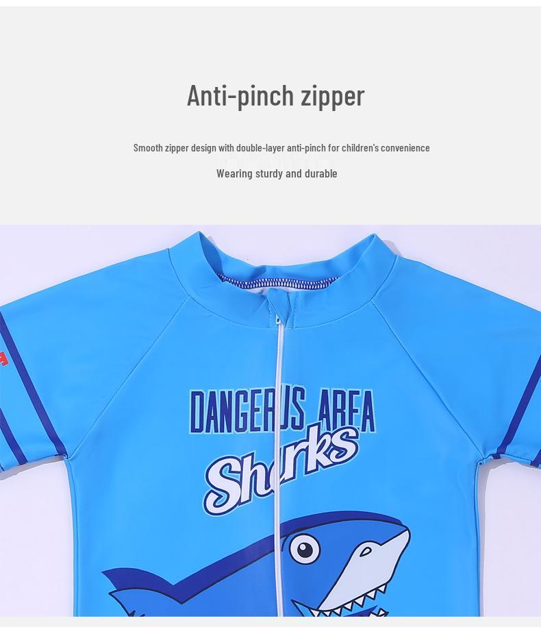 New Boys' One-Piece Cartoon Swimsuit: Cute, Quick-Drying Sun Protection for Toddlers to Big Kids