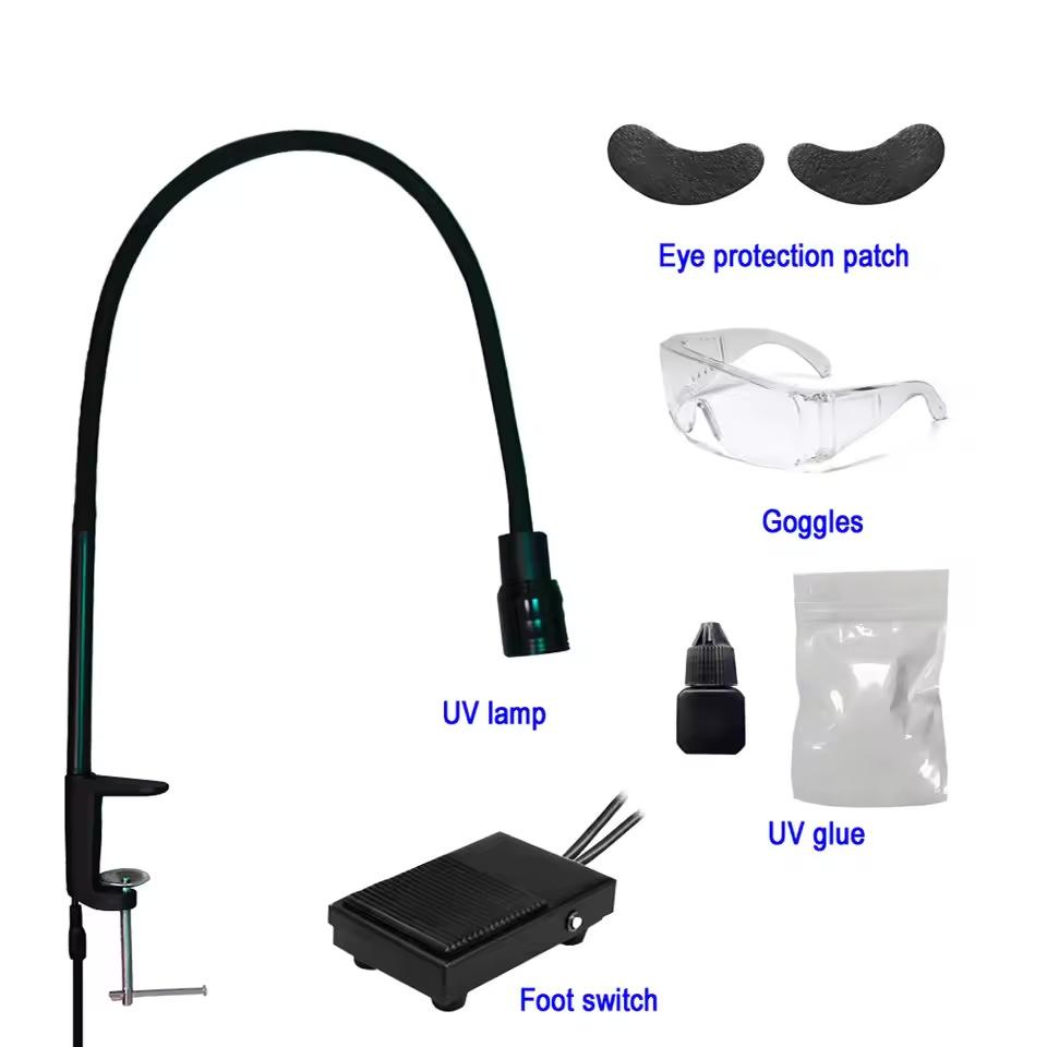 LED 10W Desktop Eyelash Lamp with Pedal Switch, for Eye Lash Extension Nail Glue Curing, Adjustable Light Focusing