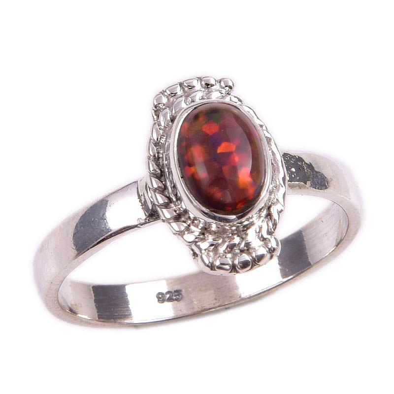 Natural Ethiopian Opal Gemstone Handmade 925 Solid Sterling Silver Ring S.8 L9z73
