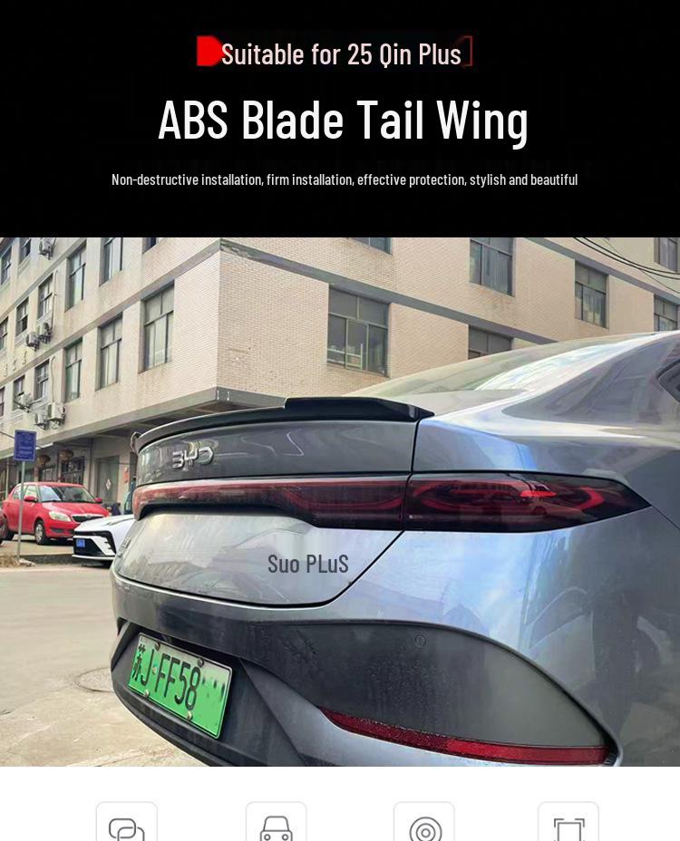 Compatible Rear Spoiler for BYD Qinplus DMI - No-Drill Installation for 25/26 Models