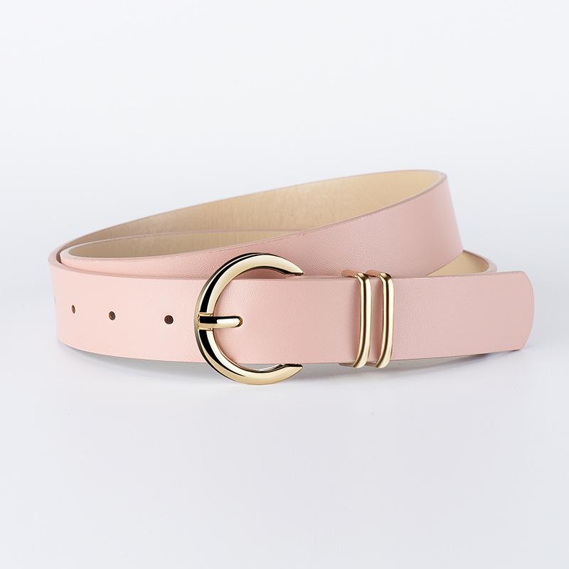 Boutique Pu Women'S Textured Belt, Trendy Bare Body Pin Buckle Decorative Jeans Belt