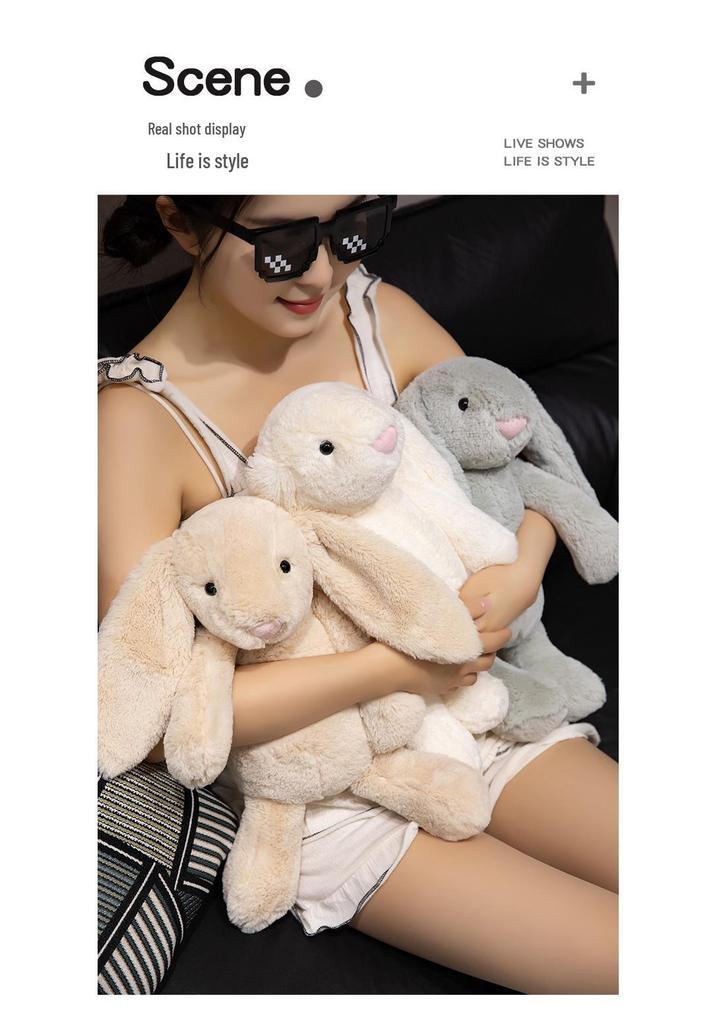 Lop-eared Bunny Plush Toy and Figurine - Calming Rabbit Doll Gift for Girls' Birthdays