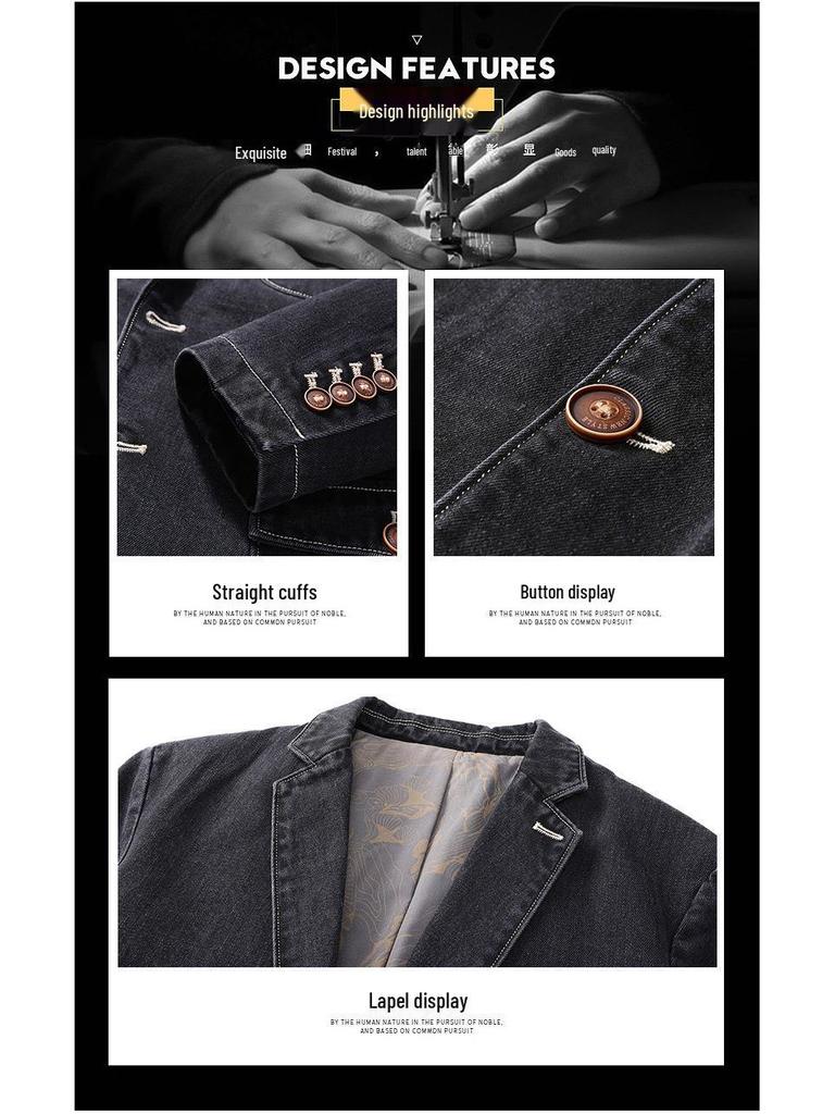 Herren British Style Baumwoll-Denim Freizeit Anzugjacke - Frühjahrs-/Herbstkollektion