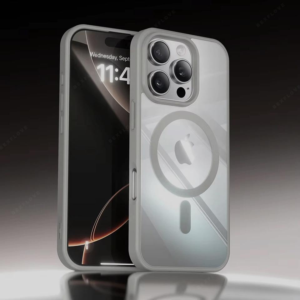Magnetic Clear Phone Case for iPhone 16E 14 15 16 Plus 11 12 13 Pro Max X XR XS MAX 12 13 Mini Magsafe Charging Shockproof Cover