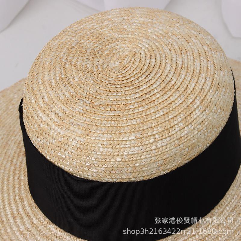Spring and Summer New Versatile Simple Flat-top Big-brimmed Basin Type Straw Straw Hat Outdoor Travel Sunscreen Sunshade Beach Straw Hat