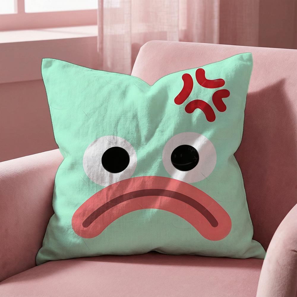 Style cute expression Cushion Cover MultiScene Pillow Cover for Home Car Reversible Soft Durable for Daily Use