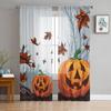 Halloween Pumpkin Leaves Dead Branch Sheer Curtains Home Window Decorations Voile Tulle Curtains For Living Room Bedroom Kitchen