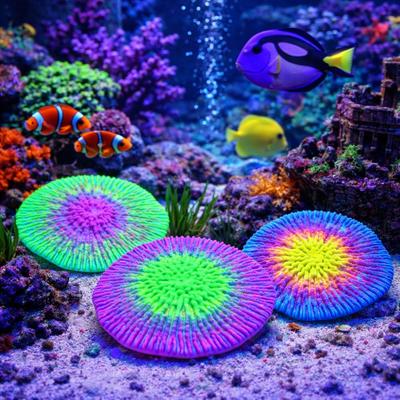 Realistická silikonová korálová rostlina Barevná fluorescence Svítící korál Netoxický simulační korál Akvarijní krajinářství
