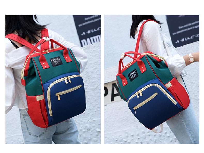 Upgraded Large Capacity Waterproof Mummy Bag - Lightweight Double Shoulder Mother & Baby Color Block Bag