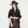 ChuYu Women's Shirt-Style Belted Faux Leather Utility Jacket