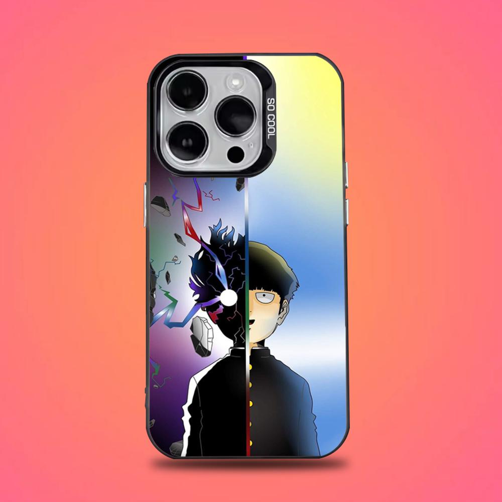 Mob Psycho 100 Cartoon Phone Case For iPhone 16,15,14,13,12,11,Pro,Max,Plus,Mini,XS,SE Anti Fall Black Matte Hard Bumper