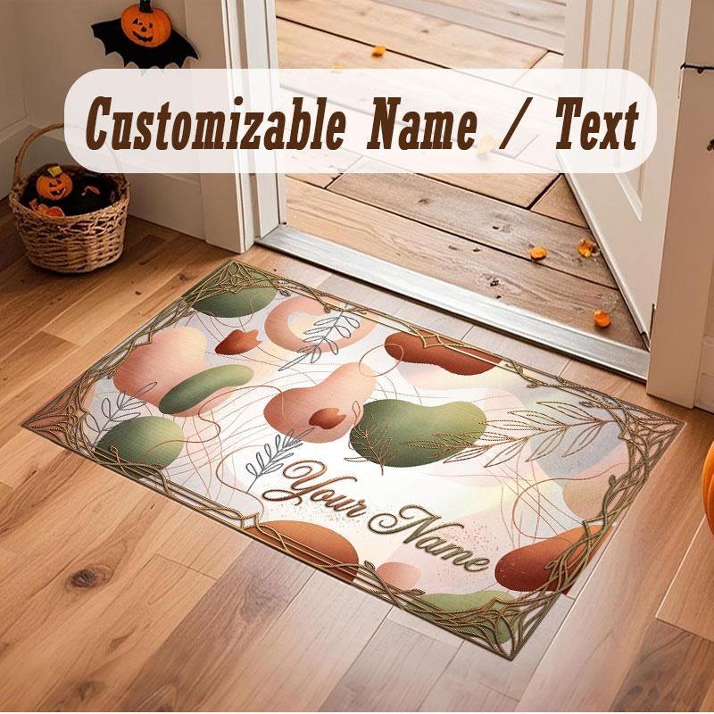Mountain Landscape Theme Crystal Velvet Floor Rug Personalized Custom Name Text Warm Carpet Home Decoration