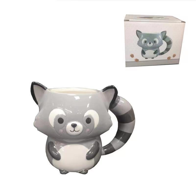 3D Keramický hrnek s mývalem - Roztomilý hrnek s výrazem zvířete