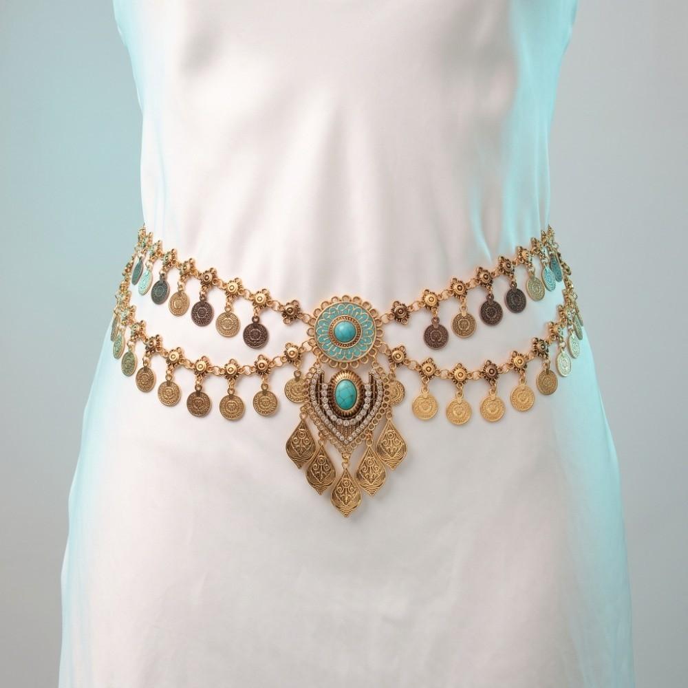 Elegant Belly Dance Waist Chain Double-Layer Body Chain Waist Jewelry Summer Dress Accessory