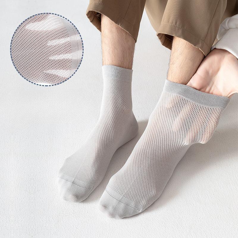 Socks Men's Anti-odour Sweat Summer Mid-calf Socks Thin Section of Pure Cotton Summer Breathable Cotton Leisure Mesh Men's Socks