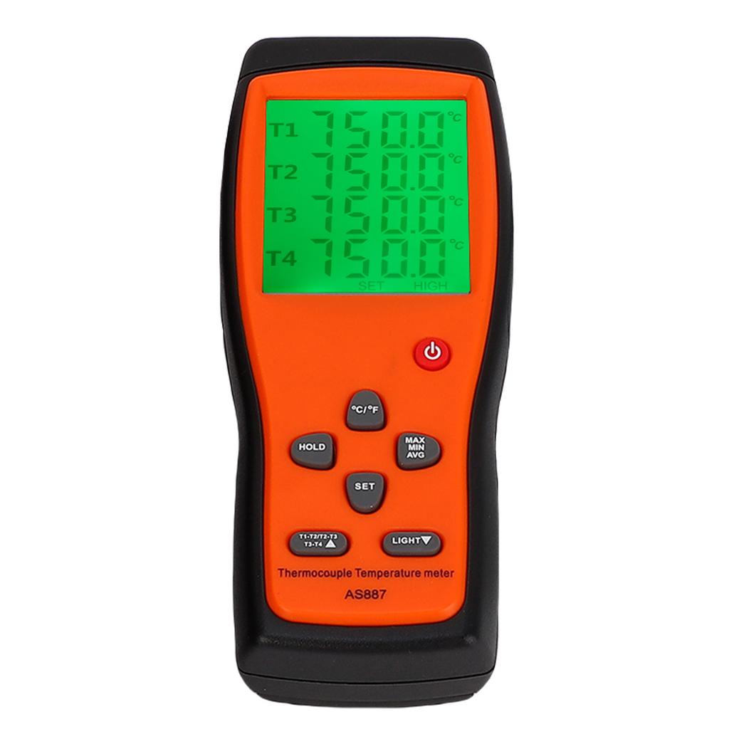 4 Channels Thermometer with 4 Probes K Thermocouple Contacting Type Digital Temperature Tester 2 Units Switching