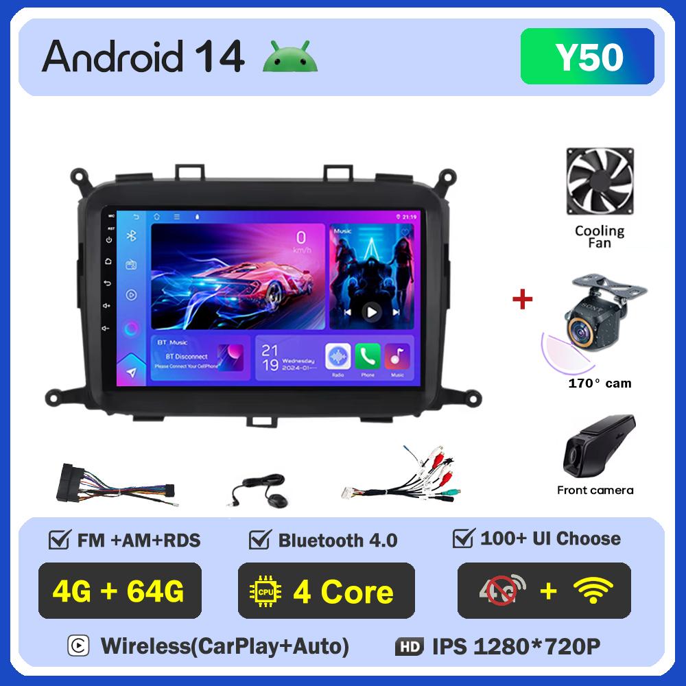 Android 14 For Kia Carens RP 3l 2013-2019 Car Multimedia Video Player Stereo Head Unit Intelligent Car Systems GPS Navigation