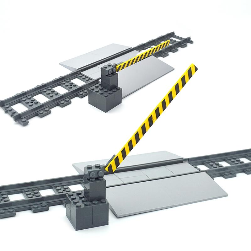 Bricks City mini signs signal lamps Model Train Track Rail Traffic Boom Barrier Gate Road traffic lights Building Block for kids