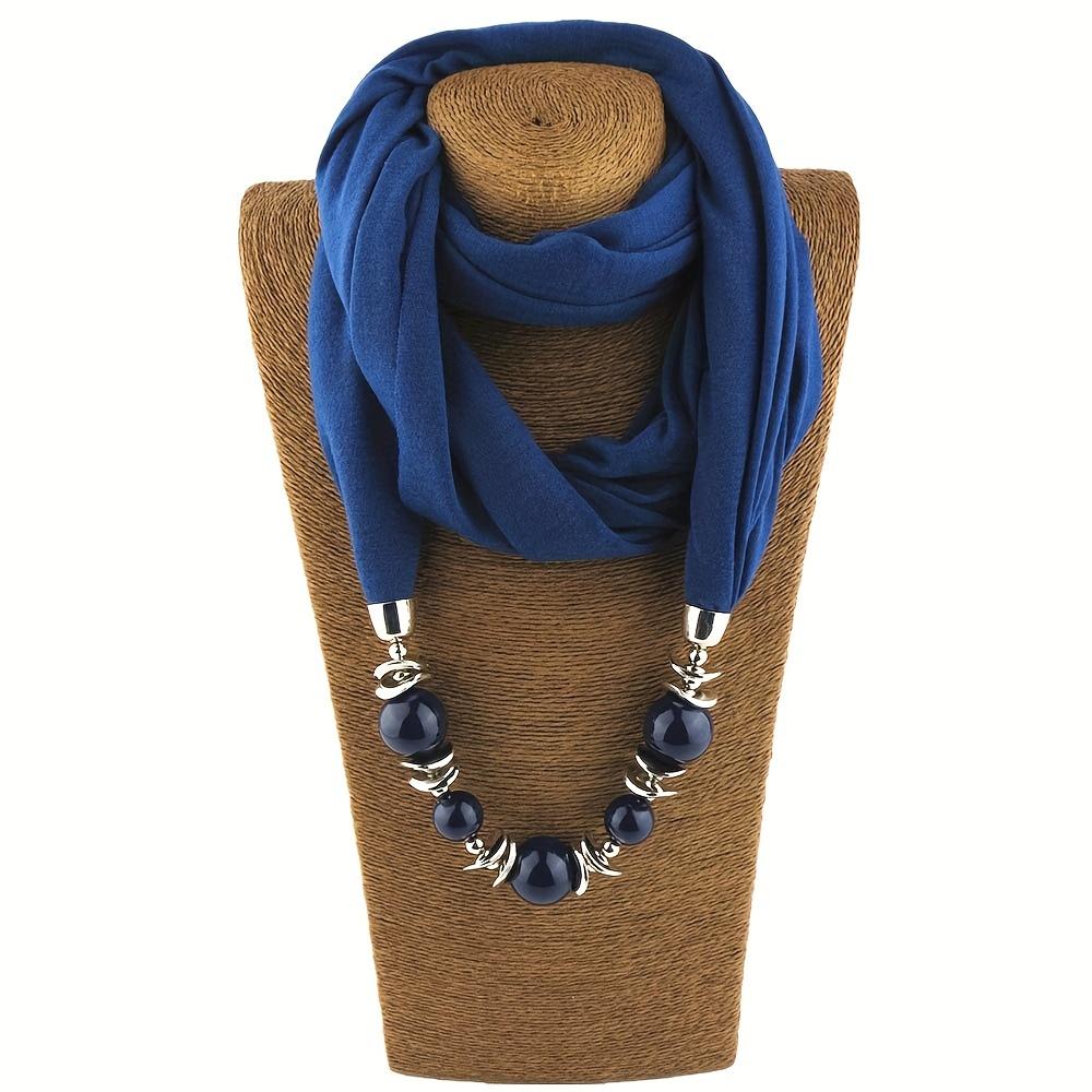 9 Colors Beads Pendant Scarf Unique Resin Beaded Necklace Scarf Boho Style Thin Breathable Scarf For Women