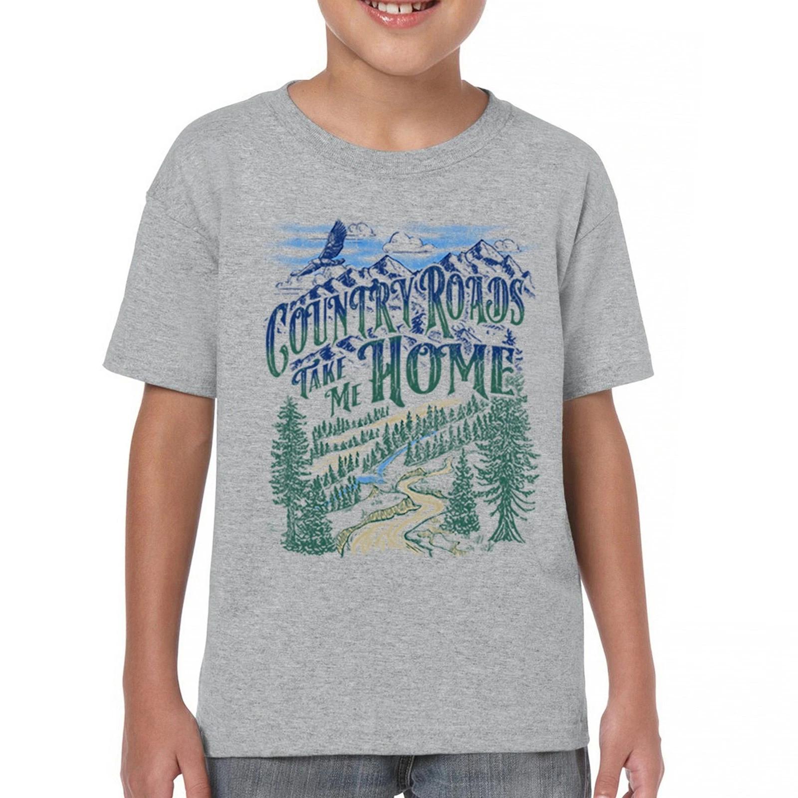 

Country Roads Take Me Home Youth kids boys T-Shirt Mountains Road Trip Music USA Kids 130