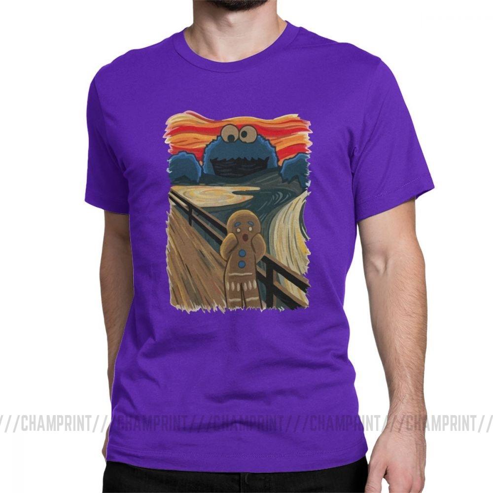 Famous Painting Harajuku Clothing Shouting Screaming Gingerbread Men S T Shirts Sesame Street Tee Shirt Cookie