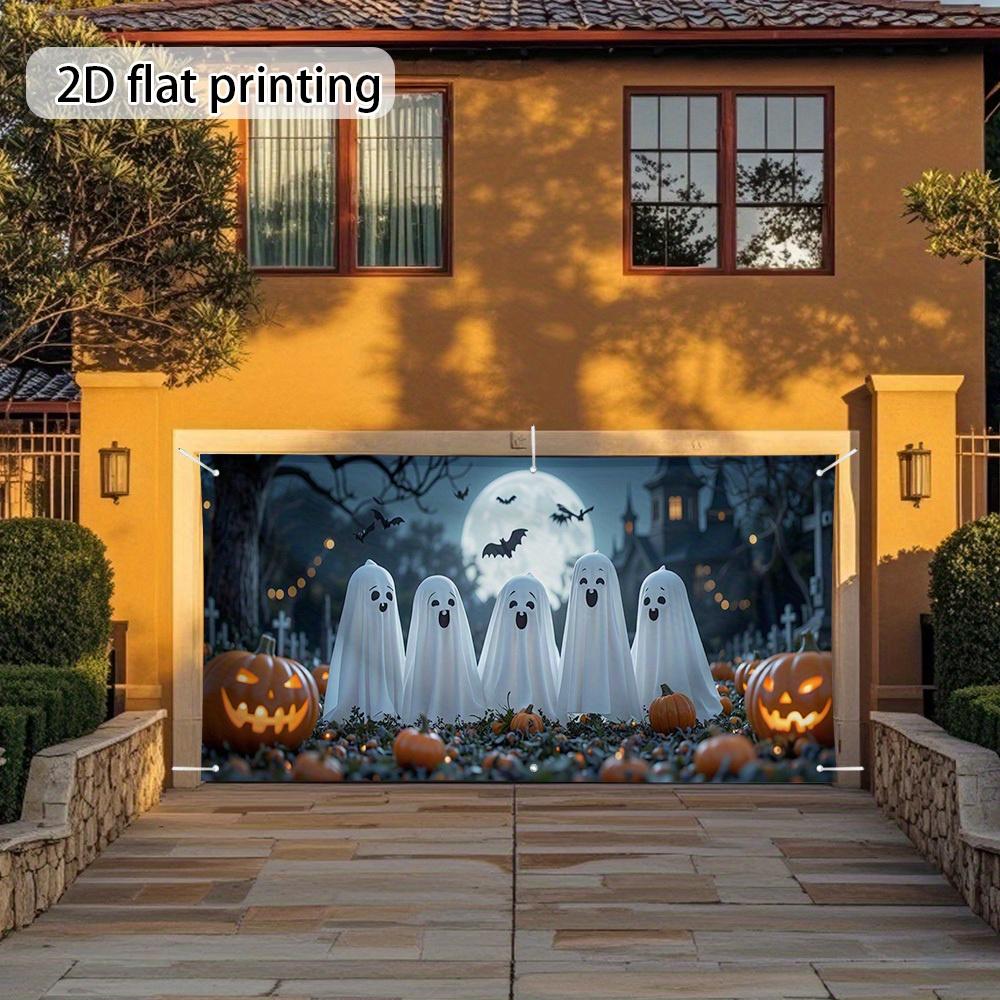 One Large Halloween Garage Door Decoration - Ghosts, Pumpkin Lanterns, Bats and the Moonzyc