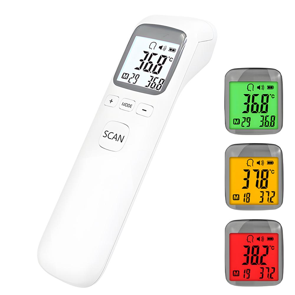 

Бесконтактный инфракрасный термометр для лба, мгновенные точные показания, сигнализация о лихорадке, 32 показания белый