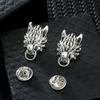 1 Pair Retro Collar Brooches Tree Leaf Wolf Rhinestone Fashion Lapel Pin For Men Women Shirts Suits Clothes Decor Jewelry Gift