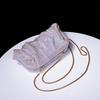 Shiny  Pleated Clutch Evening Bag for Women Chains Dumpling Bags New Folds Crystal Bags Bag