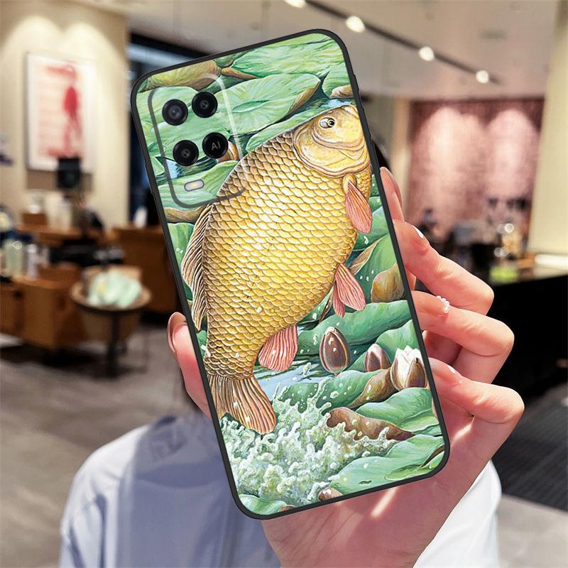 Carps Fish Fishing Case For Oppo A94 A54 A40 A60 A80 A98 A78 A18 A38 A58 A16 A76 A96 A17 A77 A74 A57S A15 Cover