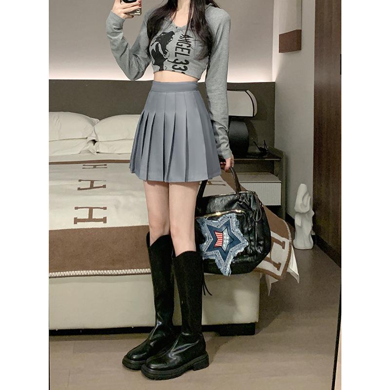 

High-waisted Slimming Black Skirt Women s Summer A-line Wrap Skirt Collegiate Style for Petite Frames Casual All-match Versatile Pleated Mini Skirt 3XL