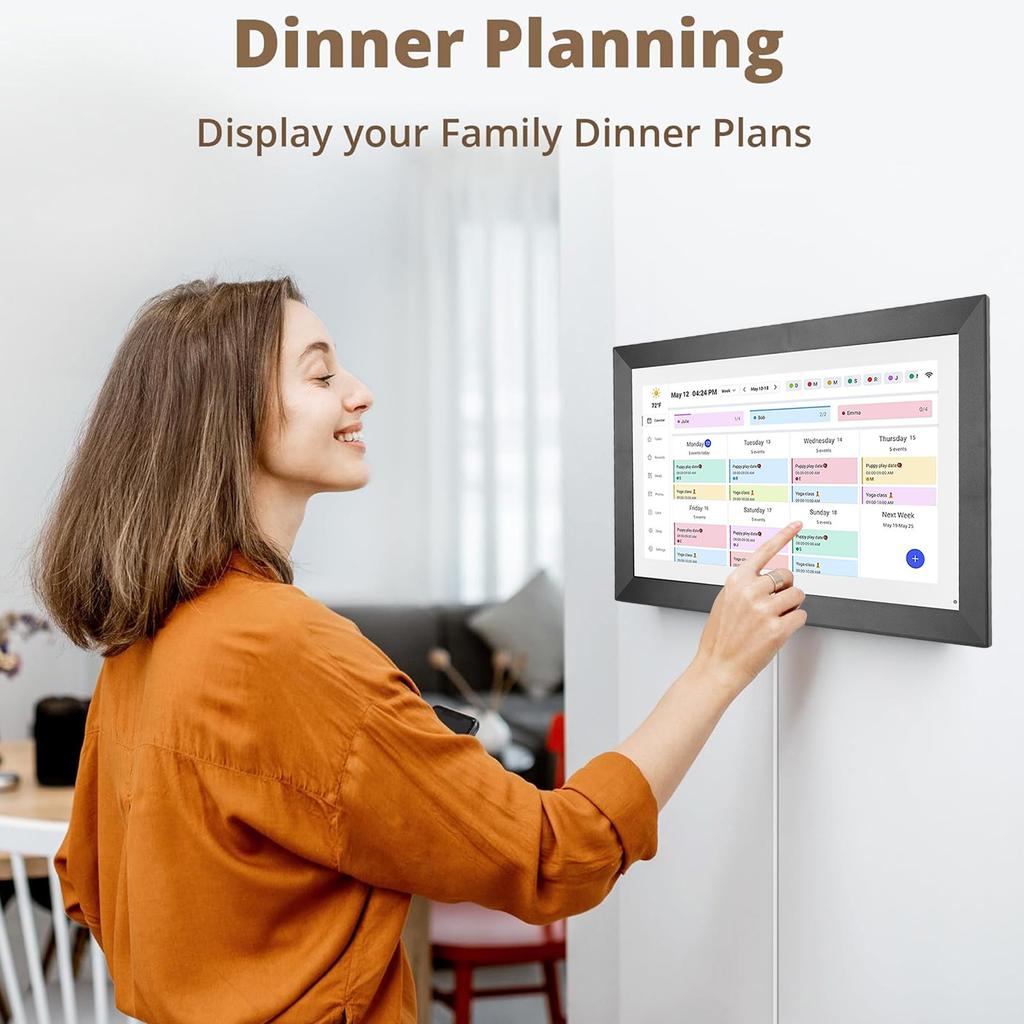 Smart Digital Calendar 1080P 15.6Inch Touchscreen WiFi Interactive Display Wall Planner Digital Calendar with APP for Family32GB